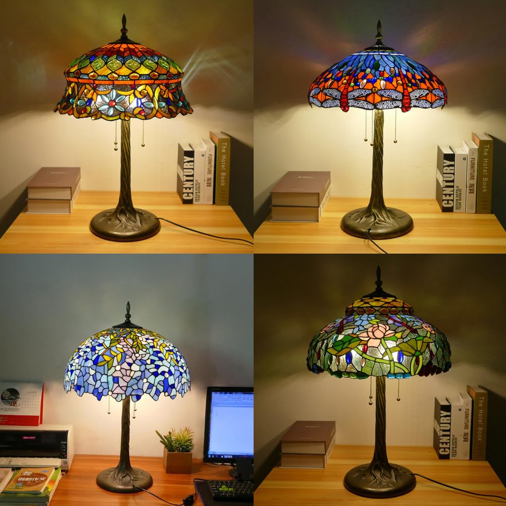 GDLight Ersatzbasis für Tischlampe im Tiffany-Stil, 3-flammiger antiker Metalllampenkörper mit Zugketten, robuste Basis für Lampenschirme von 16-20 Zoll