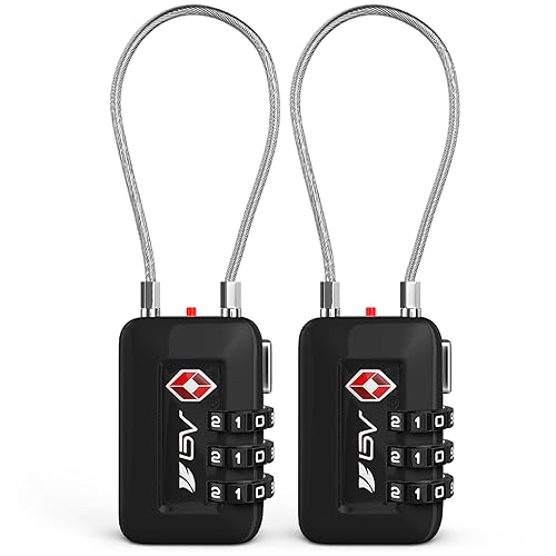 TSA Accepted Luggage Travel Lock, Set-Your-Own Combination Lock for School Gym Locker, Luggage Suitcase Baggage Locks, Filing Cabinets, Toolbox, Case (Black, 2 Pack) - Black - 2 Pack