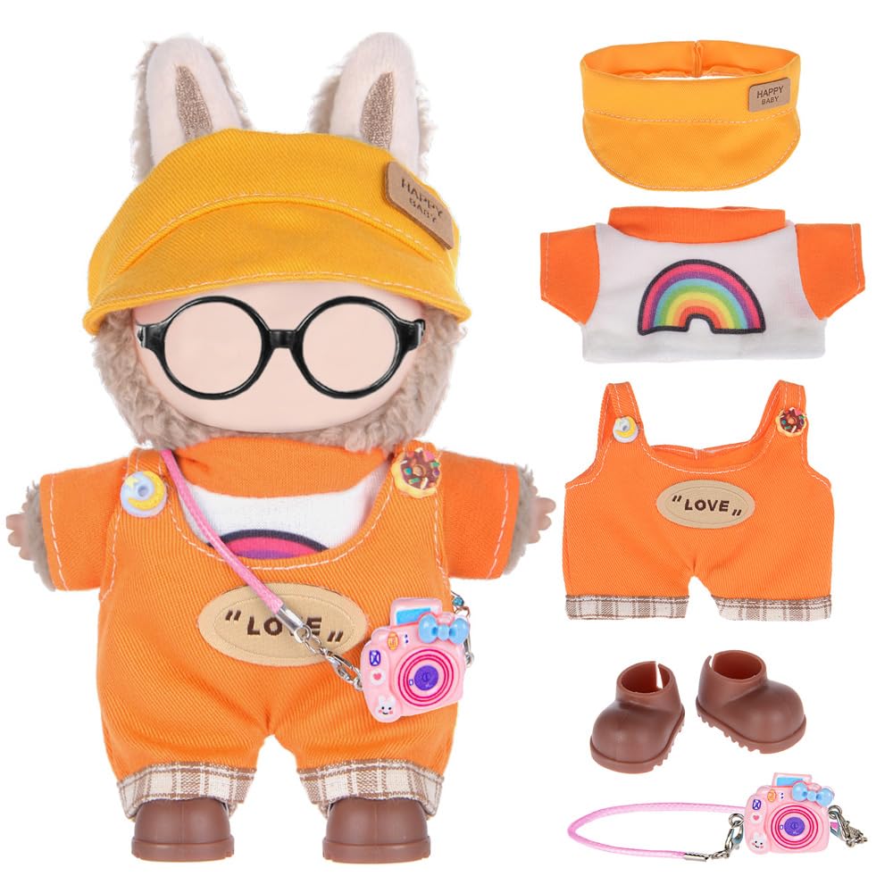 Total 3 Set 17cm Dolls Clothes and Accessories Include: 3 Hats, 3 Rompers, 3 Tops - Image 3