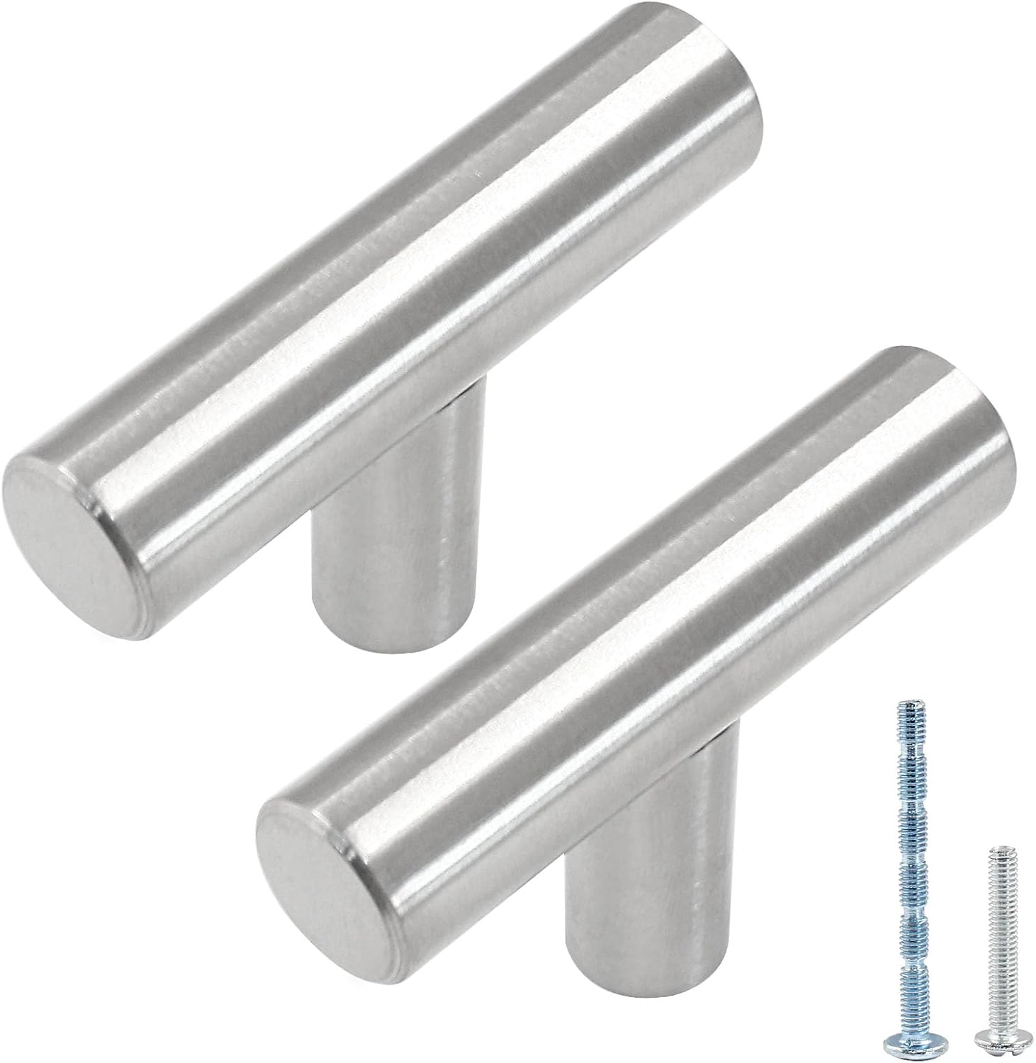 Hordion 30 Pack T Bar Cabinet Knobs, 2in Brushed Nickel Kitchen Cupboard Handles Single Hole Drawer Dress Knobs