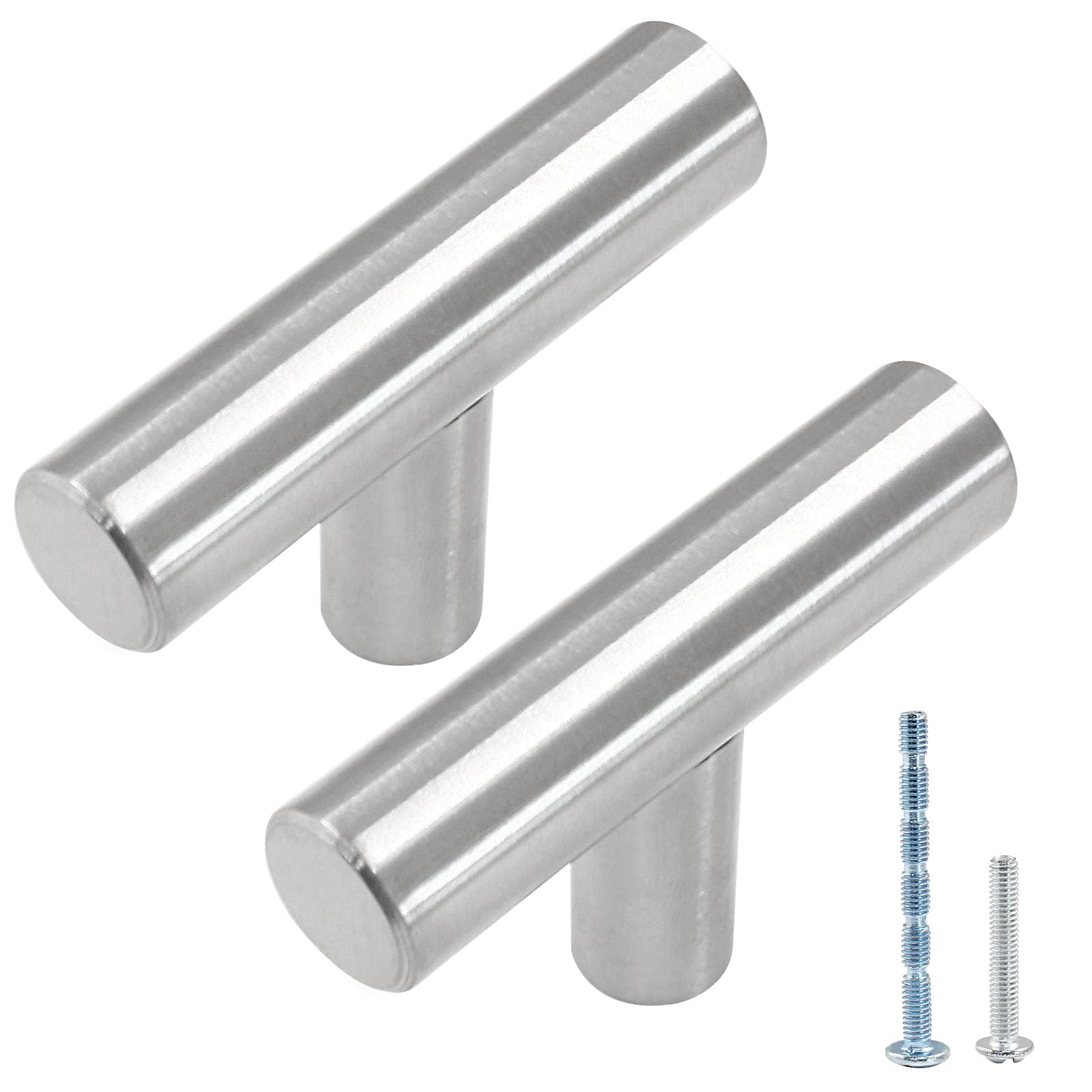 Hordion 30 Pack T Bar Cabinet Knobs, 2in Brushed Nickel Kitchen Cupboard Handles Single Hole Drawer Dress Knobs