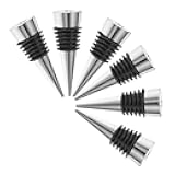 Zerodeko Metal Wine Bottle Stoppers 6pcs Set with Tapered Metal Corks Reusable Sealing Wine Saver Caps for Bar Party and Wedding Use