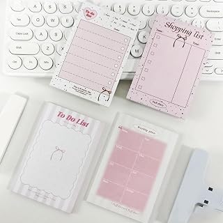 4Pack Pink Bow Sticky Notes Pads, 200 Sheets Self Stick Cartoon Notepad Memo Pads Funny Page Marker Classroom Rewards Bow Themed Party Favors