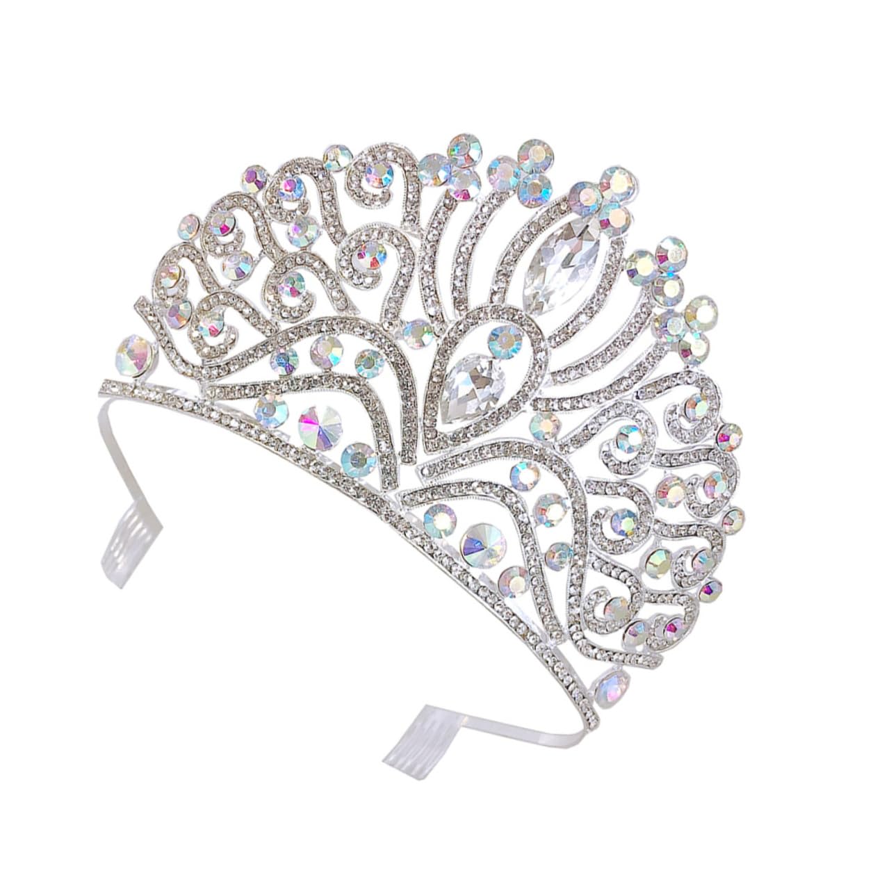 Beavorty 1pc shiny big crown pageant tiara wedding tiara for veil Wedding Headpiece girls Rhinestone Bridal Pearl headpiece for women princess bride evening dress crystal glass Baroque