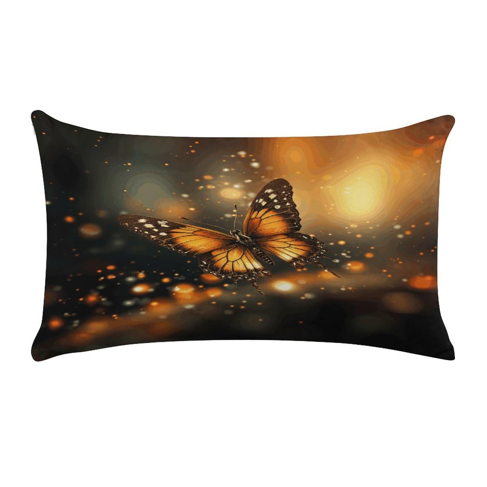 Orange Butterfly Pillow Cover Super Soft Pillowcase Luxury Cozy Fuzzy Velvet Pillow Shams Breathable Standard Pillow Cases with Zipper Wrinkle-Free Pillow Cover 12 "×20 "