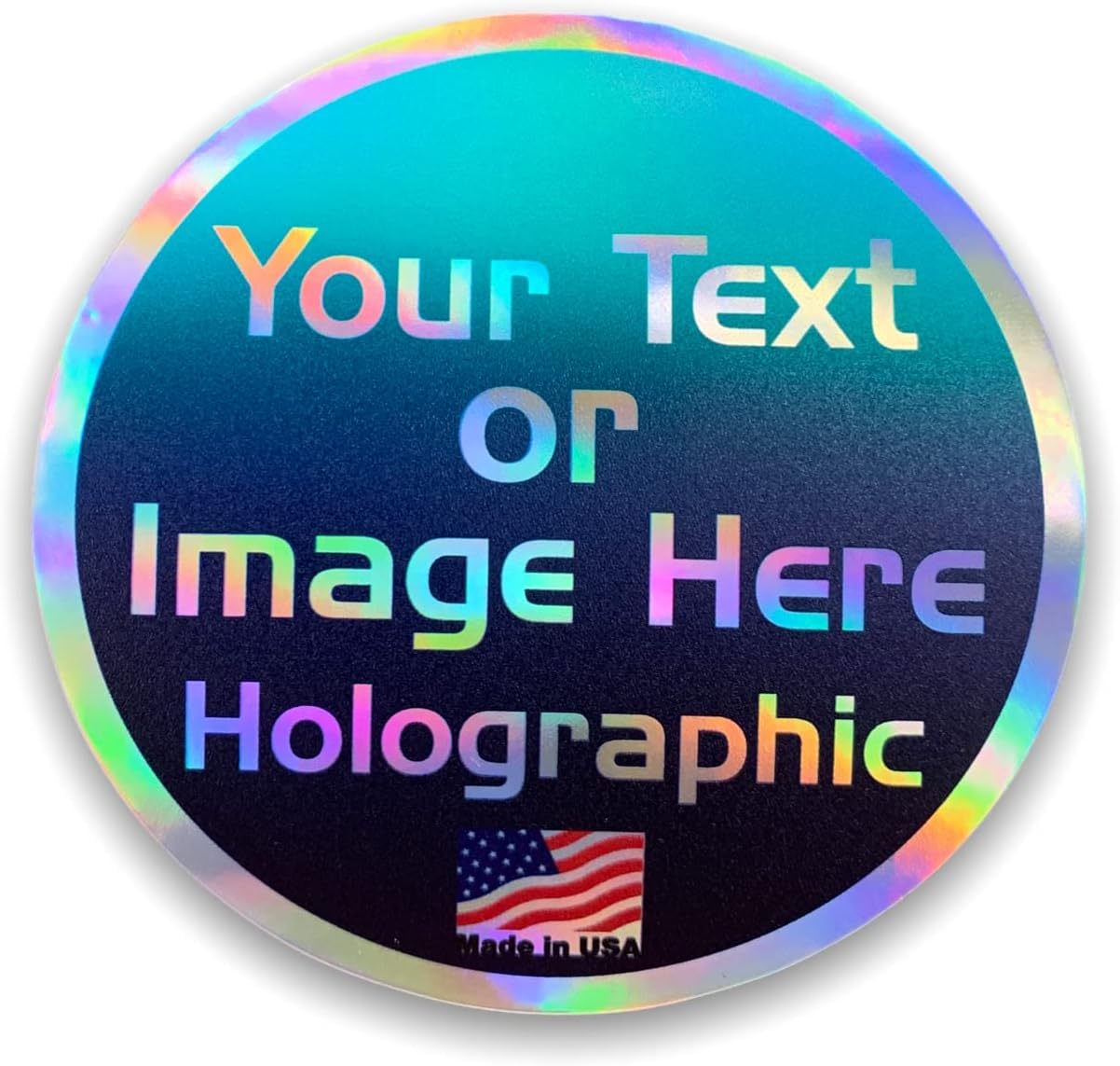 Custom Holographic Stickers Personalized Labels Waterproof Dishwasher Safe Made USA, Labels Business or Image Personalize Yours 1.5-7 in