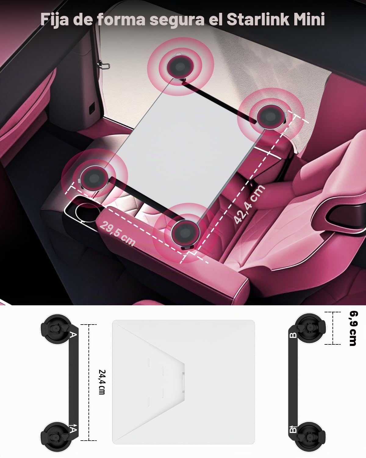 Mwin Soporte de Ventosa Starlink Mini - Soporte de baca para Accesorios Starlink Mini para Ventanas y techos corredizos Compatible con Coches, caravanas, Barcos y Camiones