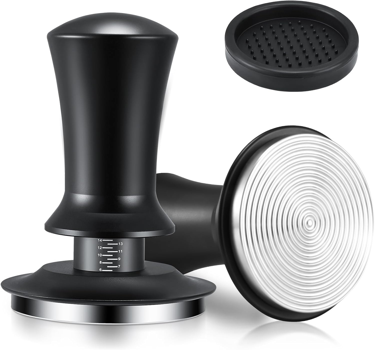 IKAPE Pressino per caffè espresso da 58,35 mm, con molla calibrata, con base in acciaio inox al 100%, compatibile con macchine da caffè Rancilio