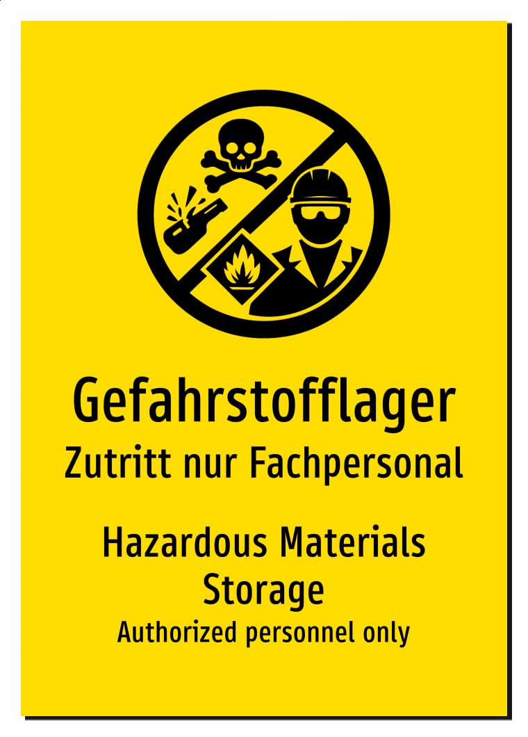 68555-DEEN-S-13 | Gefahrstofflager Schild/Aufkleber | Deutsch Englisch