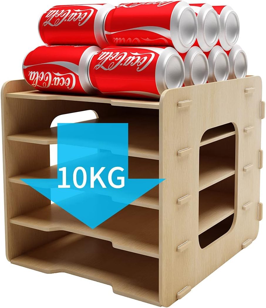 PUNCIA A4 Dokumentenablage 5 Ablagefächer aus Holz Briefablage Papierablage | Schreibtisch Datai Organizer Ablagesystem Aktenaufbewahrung Dokumentenhalter für Büro Arbeitszimmer Schule Office