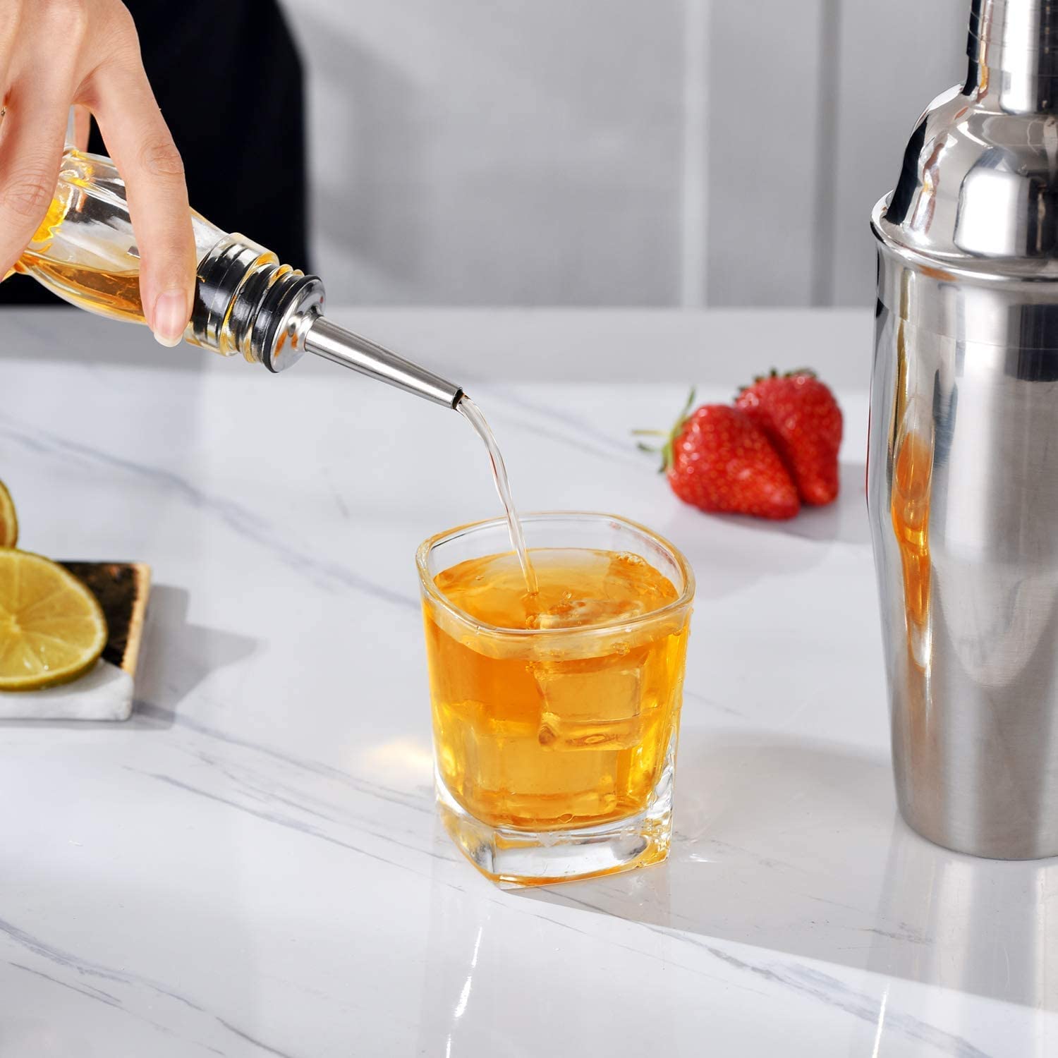 10 Piezas Coctelera Coctéles Juego, Juego de Coctelera Profesional Premium con Accesorios INOX Kit Profesional para Barman, Kit Premium de Barman para Hogar, Bares, Viajes