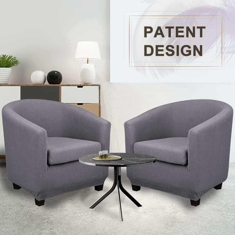 Club Chair Slipcover with Seat Cushion Cover Armchair Sofa Covers Round Tub Chair Covers Slipcover Barrel Chair Couch Cover Armchair Protector Covers Furniture Protector for Sofa（Light Grey Suit）