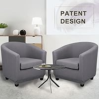 Vista 7 de Funda para silla de club con funda de cojín de asiento, fundas redondas para silla de bañera, funda protectora para sillón de barril, protector