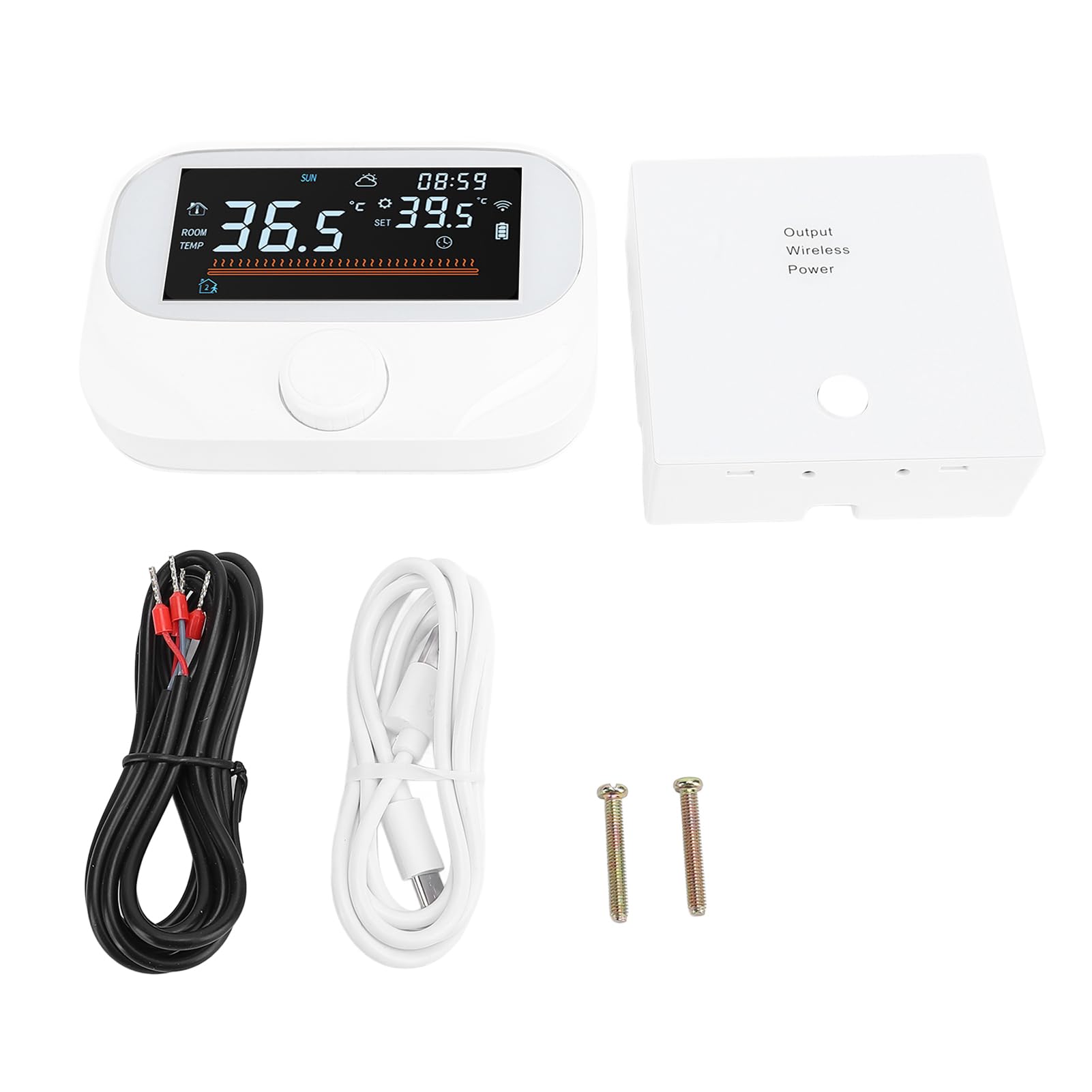 Acouto Termostato Programable Inalámbrico para el Hogar LCD Aplicación Inteligente Control de Voz Caldera de Gas Controlador de Temperatura Ambiente Termostato para Usuarios de de Forma Remota The