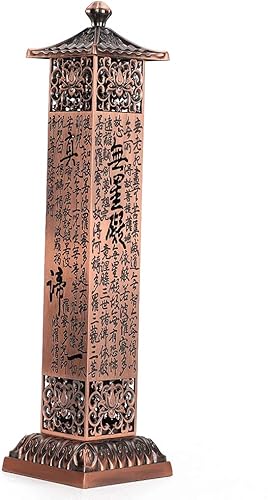 Soporte de torre de incienso, portátil de cobre rojo, retro, nostalgia, soporte vertical de incienso con caja de almacenamiento para manualidades,