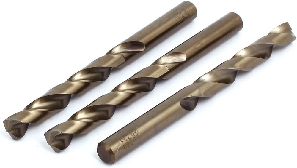 12.5mm Dia Tool Holder HSS M35 Straight Drill Hole Twist Drill Bits Drilling Tool Champagne 3pcs Model:82as24qo180