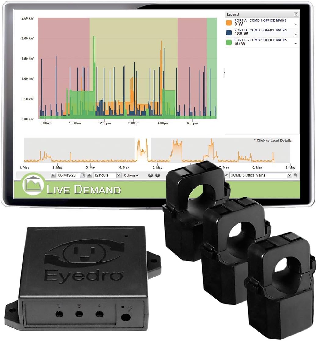 Business Wireless Expansion System - Designed to Track Real-Time Energy Usage, Provides Daily/Weekly/Monthly Power Consumption Reports/Estimates (3-Sensor Expansion w 3 200A Sensor)