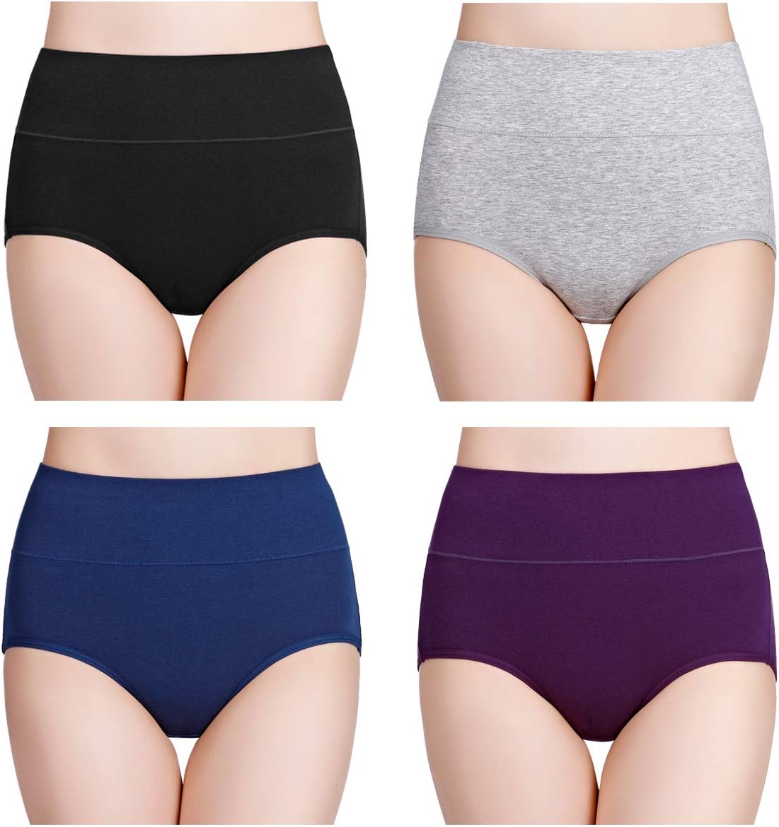 wirarpaWomen's Underpants High Waist Cotton Elastic Panties Postpartum Shorts Pack of 5