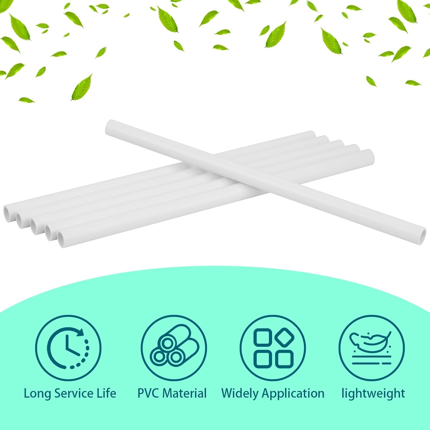 6Pcs 1/2 Inch PVC Pipe 17" Long Sch40 Industrial Pipes for Home DIY, Greenhouse, Garden, Farm, Workshop, Furniture Grade, White (0.50" x 17"L)