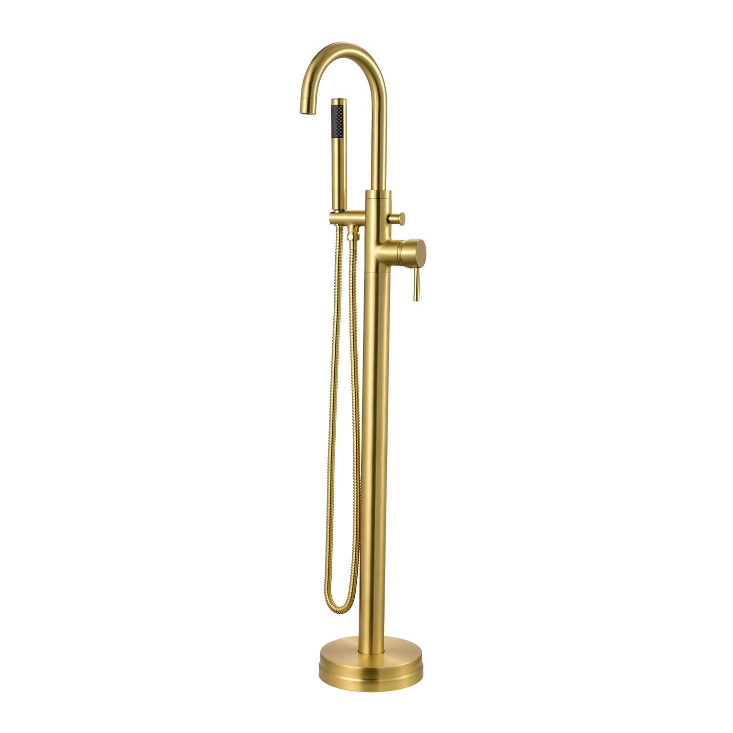 Freestanding Bath Taps Brushed Gold Tub Taps with Handheld Shower Brass Golden