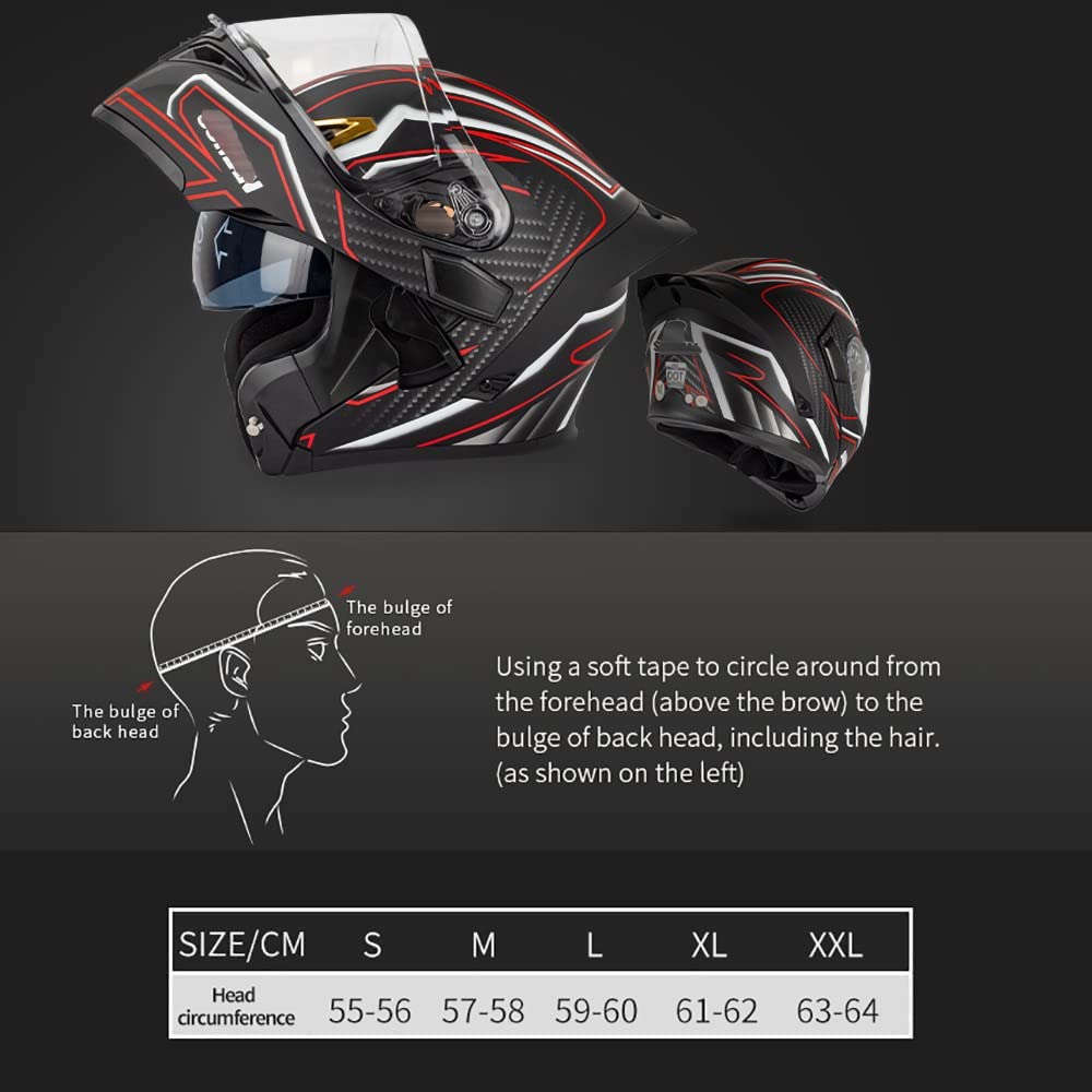 Modulari Bluetooth Casco Moto Omologato ECE Casco Anteriore Ribaltabile Adulti Uomo Donna con Doppia Visiera, Microfono Altoparlante Riduzione del Rumore Bluetooth Multifunzionale