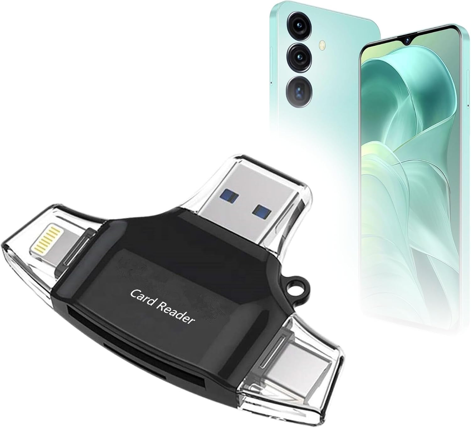 BoxWave Smart Gadget Compatible with FOXIONO H88 Smartphone (6.52 in) - AllReader SD Card Reader, microSD Card Reader SD Compact USB - Jet Black