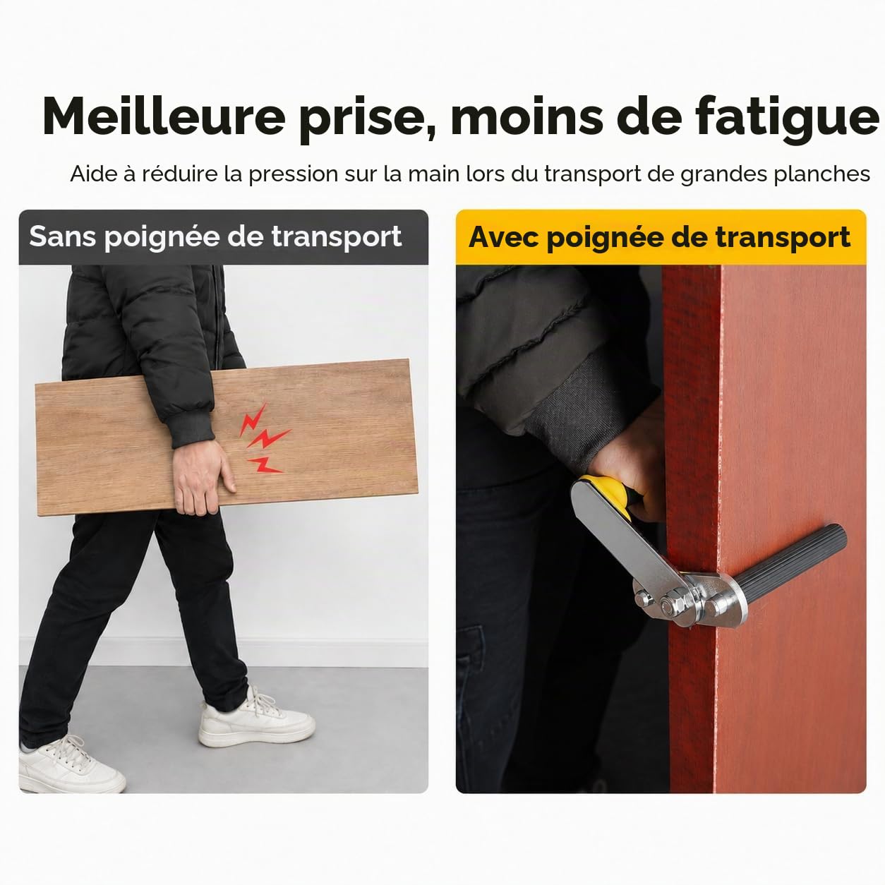 Support de plaque avec poignée de transport (poignée à deux composants pour un maintien sûr, par paire) Board Lifter Fer Plaques de plâtre Gripper Panel Carrier Saisie de plaques pour transport facile