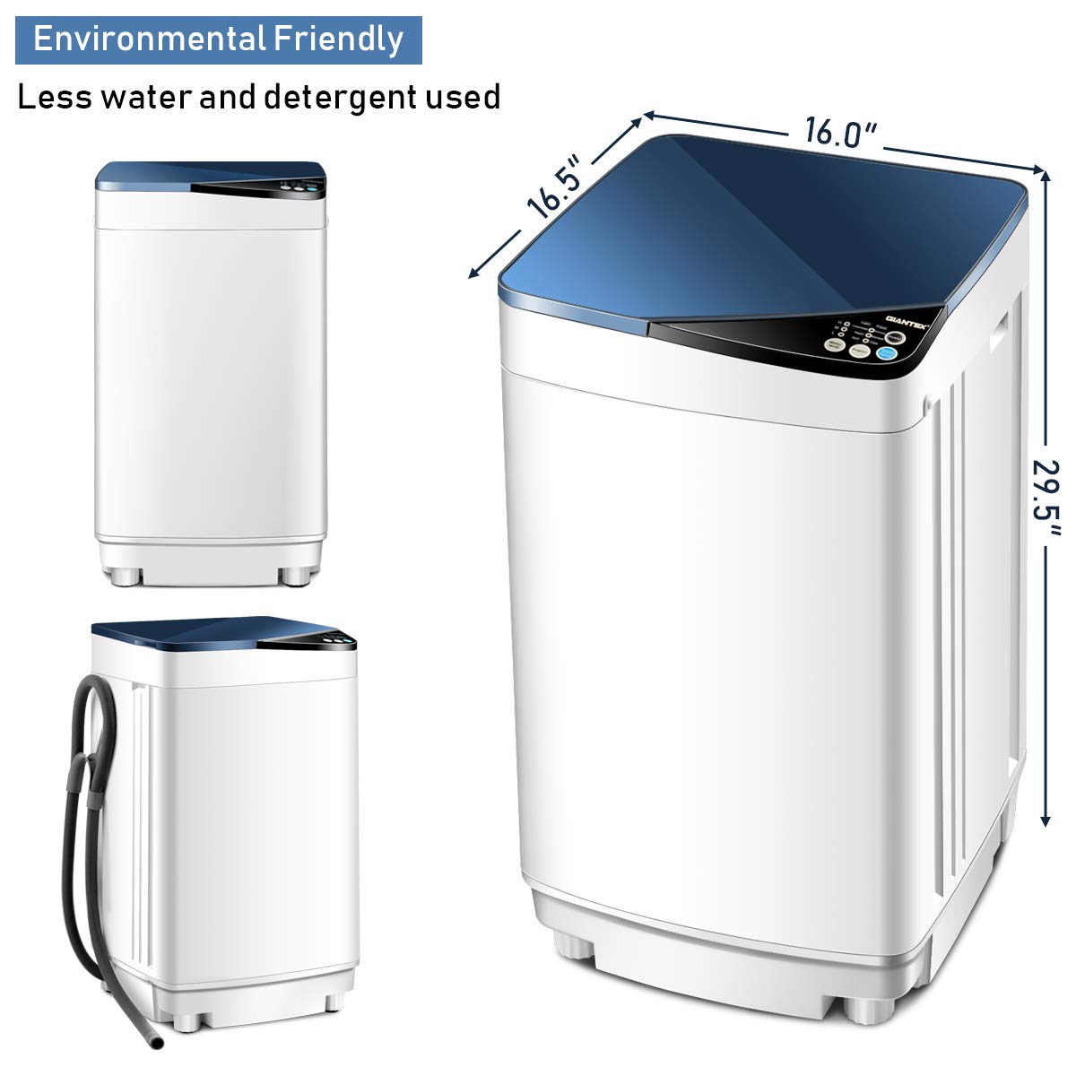 Giantex - Lavadora completamente automática portátil y secadora giratoria de capacidad de 8 libras, lavadora compacta con bomba de drenaje de luz de barril integrada y manguera larga para apartamentos
