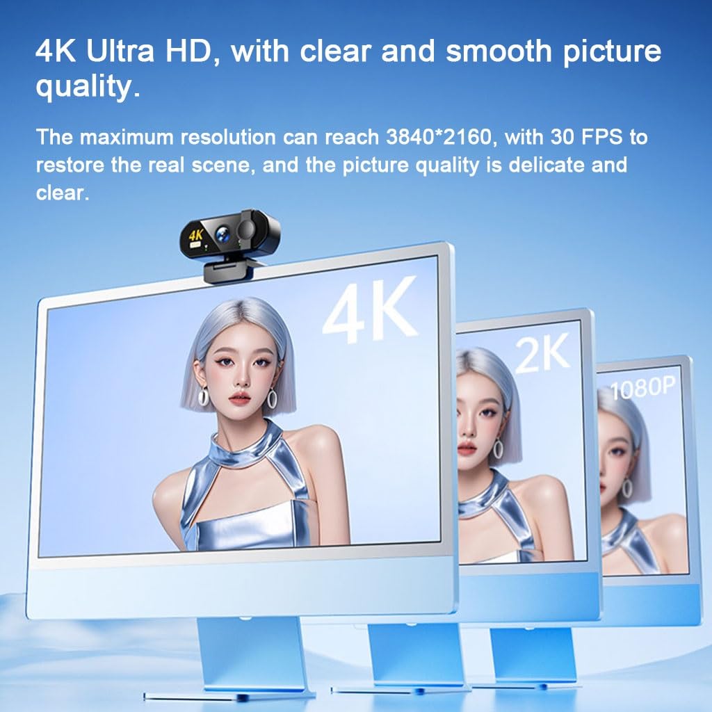 Kamera Internetowa 4K Ultra HD Do Komputera, Kamera Do Transmisji Strumieniowej,kamera Internetowa USB Typu Plug & Play Do Laptopów,komputerów PC, Komputerów Mac(4K+stand)