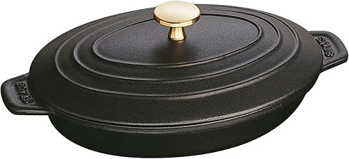 Staub Hot Plat ovale en fonte Noir 1 pièce – Assiette ovale en fonte, noir, 1 L,