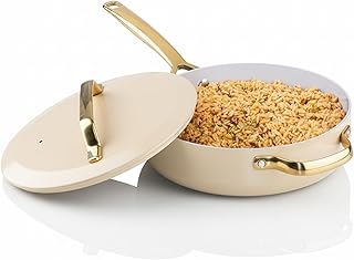 GOTHAM STEEL 4Qt Saute Pan with Lid, 12 Inch Deep Frying Pan with Lid, L...