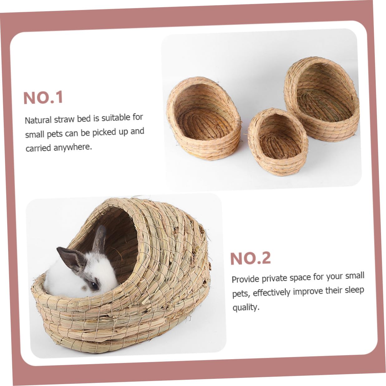 Levemolo Nido para Mascotas Pequeñas Casa para Conejos y Cobayas Cama Cómoda y Segura Material Natural para Morder Refugio Cálido y Duradero para Hámster y Roedores Pequeños