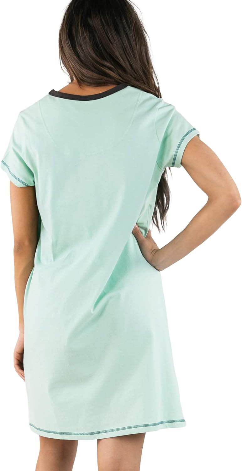 Lazy One Women's Nightgown, Funny V-Neck Sleep Shirt for Women, Bear & Moose Pajama Shirts - Image 2