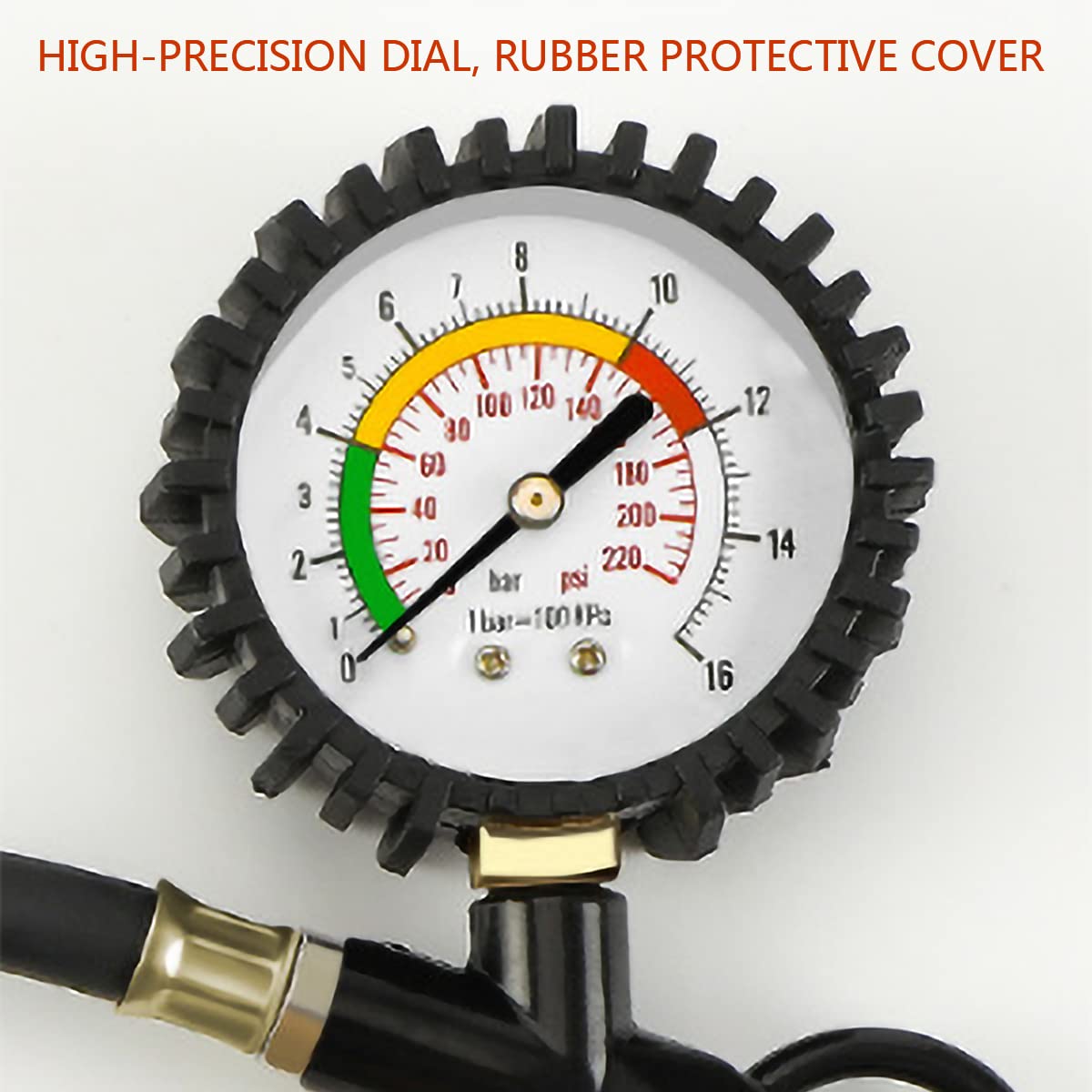 Medidor de presión de neumáticos 220PSI medidor de presión de Pistola de Aire Multifuncional Adecuado para Coches Motocicletas Bicicletas