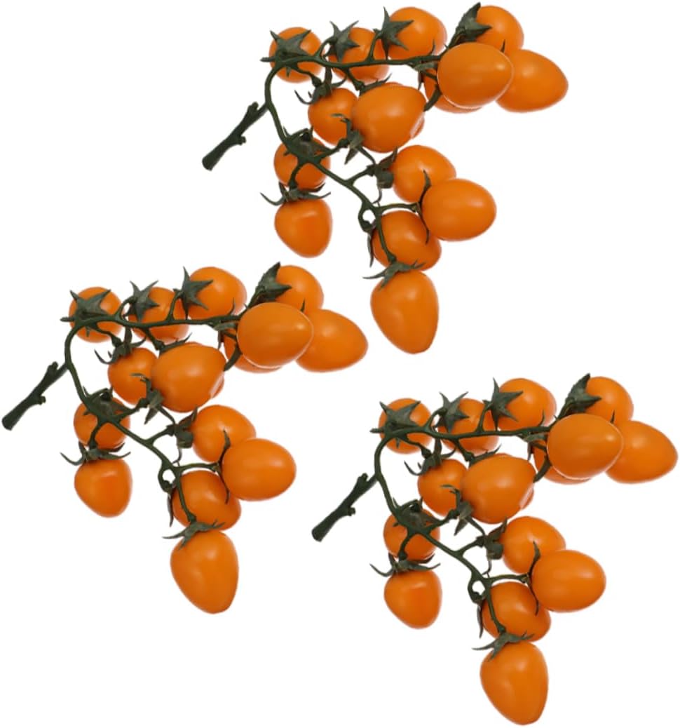 VALICLUD 3pcs Realistic Artificial Cherry Tomatoes Bunch Lifelike Plastic Fruit for Kitchen Decor Wedding Photography Props and Market Display for Celebrations and Home Decoration
