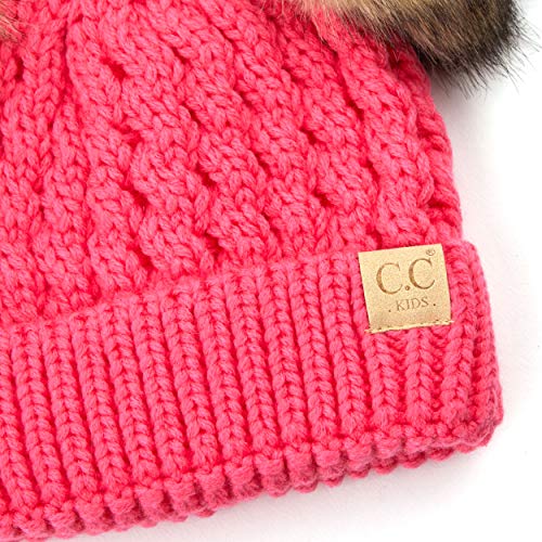 Image of C.C Exclusives Children Kid Double Pompom Knitted Beanie for Kids Ages 2-5 (KID-23)(KID-24)(KIDS-2055)