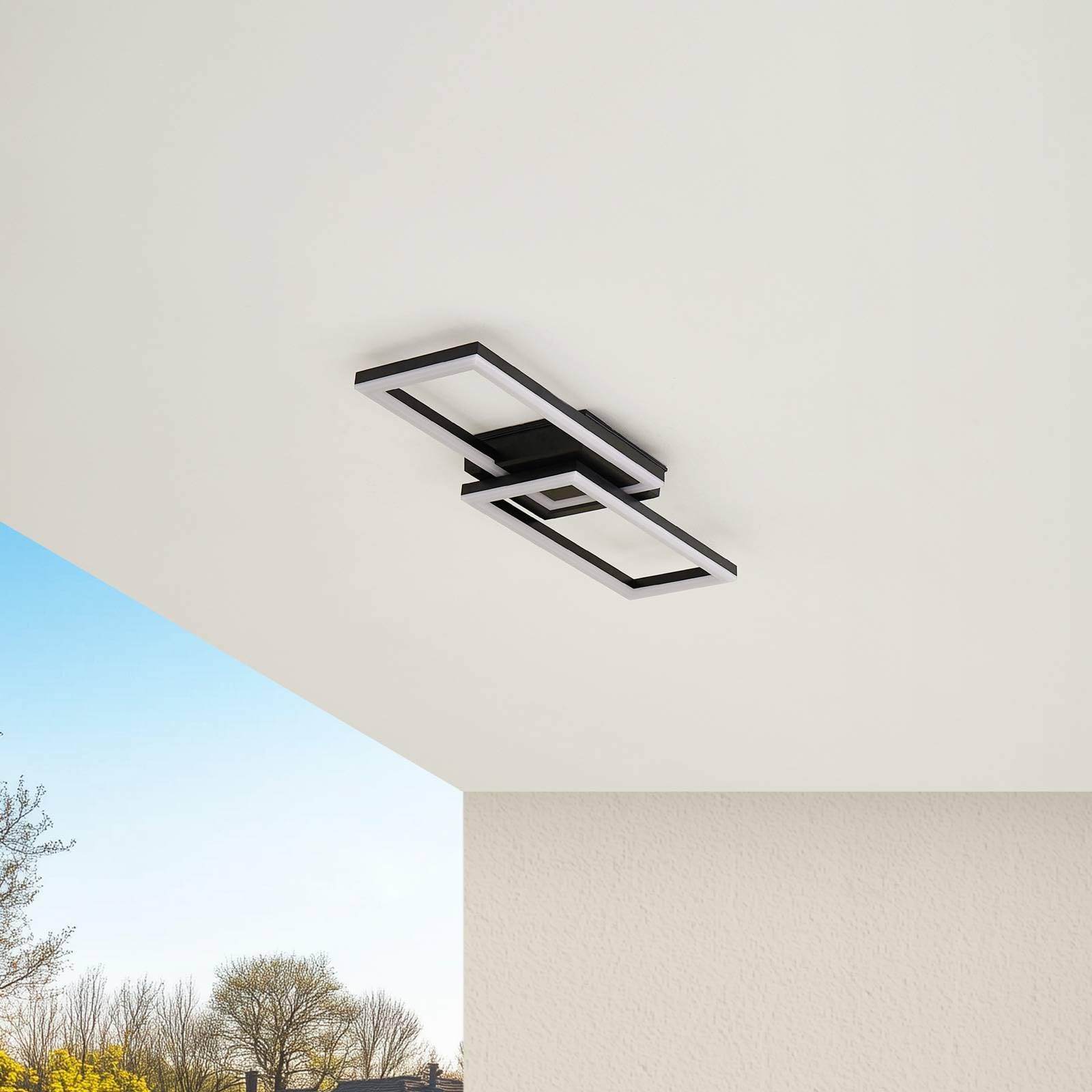 Lindby Plafoniere LED dimmerabile (Moderno) colore Nero, lampadina inclusa lampada da esterni per giardino terrazzo balcone e casa plafoniera