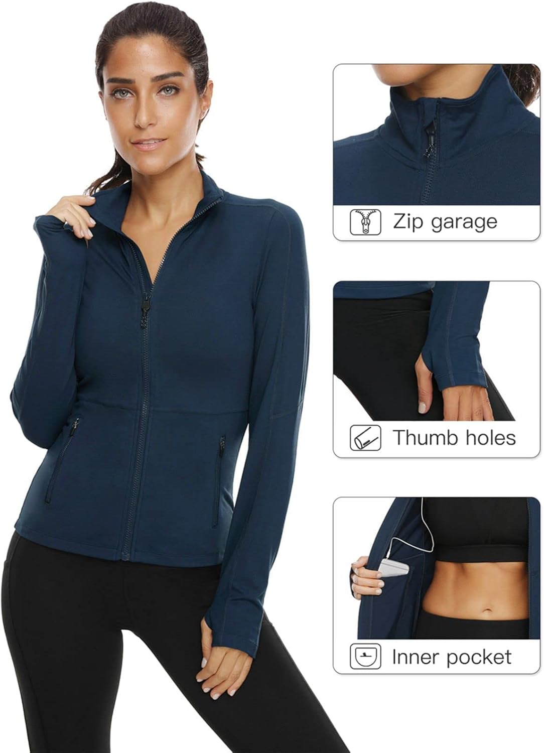 BKRIVE Women's Running Jacket with Pockets Full Zip Workout Yoga Jackets Training Track Tops with Thumb Holes : Clothing, Shoes & Jewelry