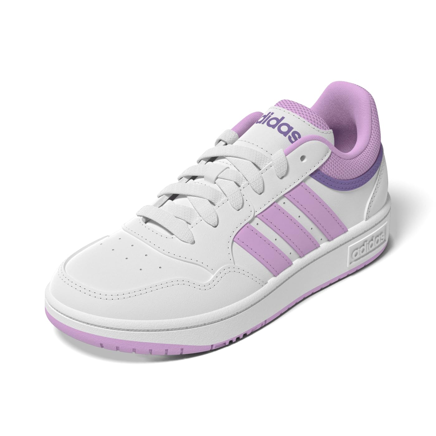 adidas Hoops Sneakers, FTWR White/Bliss Lilac/Violet Fusion, 3.5 UK