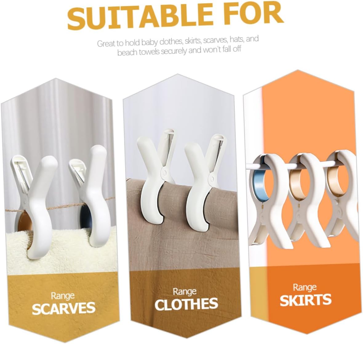 Windproof Plastic Clothespins 12pcs Small Yellow Quilt Clips Clothesline Clips for Outdoor Laundry Drying and Blanket Securing