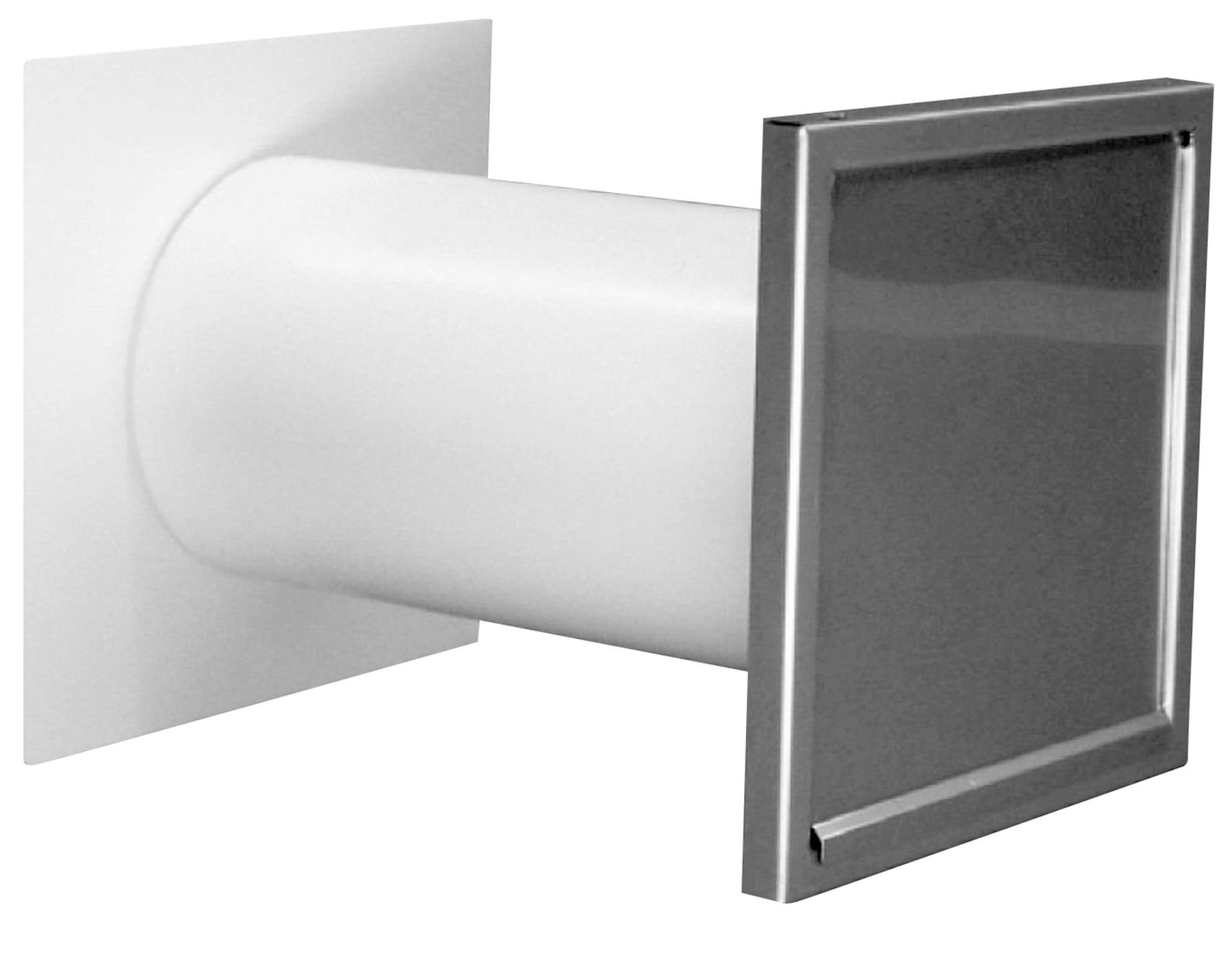 Energiespar Edelstahl Mauerkasten Ø 150 mm teleskopierbar Rückstauklappe Abluft *551644