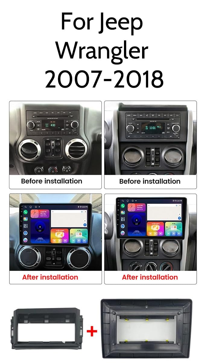 Radio Samochodowe dla Jeep Wrangler 2007-2018 IPS Ekran Dotykowy Android 12 Radio Samochodowe 9-Inch/CarPlay/Android Auto/WiFi/FM AM RDS Radio/GPS/Bluetooth/Kamera Cofania/ADAS DVR(M400S)