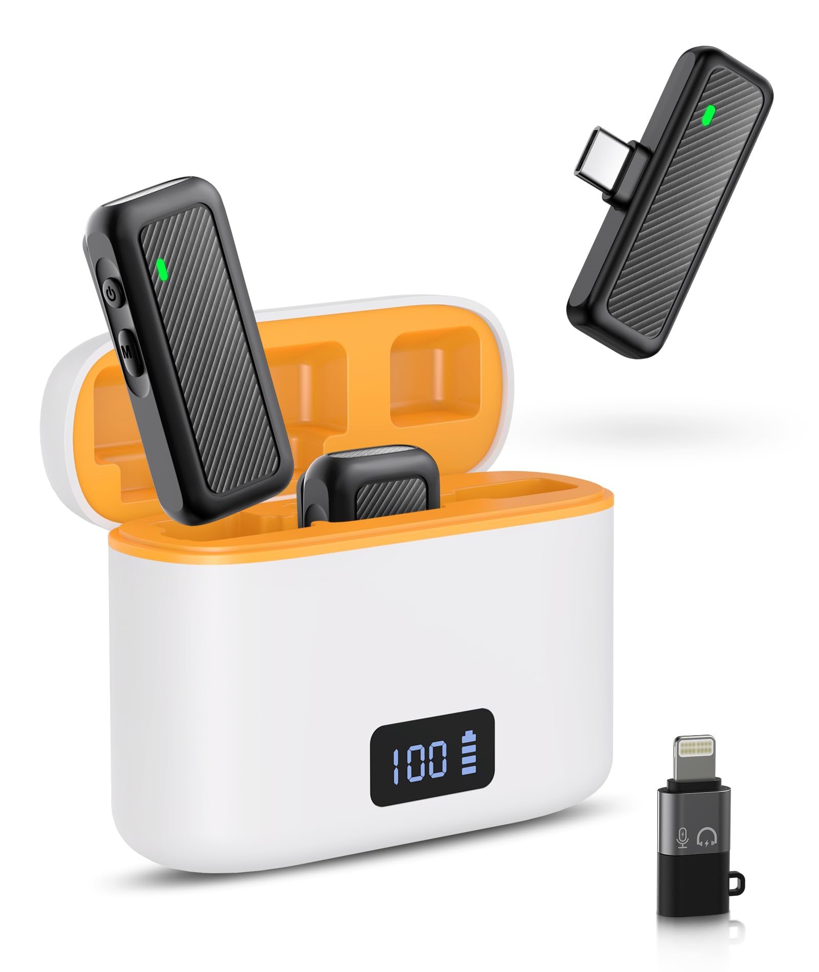 Microfono Wireless per iPhone, Android USB-C e Fotocamera, Microfono Lavalier Wireless per 2 Persone, Mini Microfono per Video Social 48 kHz/24 bit, Custodia di Ricarica 25 h, Riduzione del Rumore Microfono Wireless per iPhone, Android USB-C e Fotocamera, Microfono Lavalier Wireless per 2 Persone, Mini Microfono per Video Social 48 kHz/24 bit, Custodia di Ricarica 25 h, Riduzione del Rumore