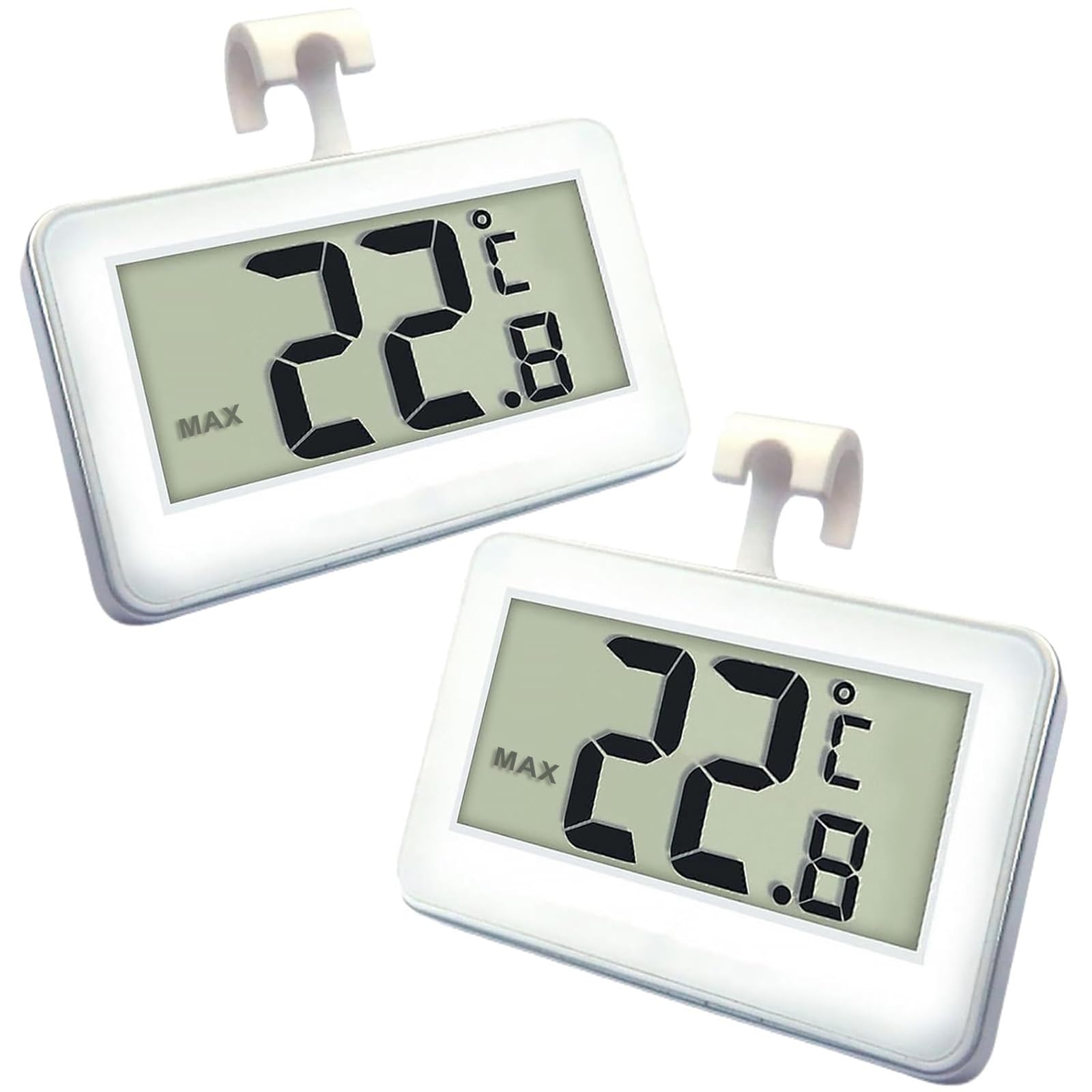 Kühlschrankthermometer, Digital Gefrierschrank Thermometer Mit Gefrierschrank Thermometer Einfach zu lesen LCD Display mit Max/Min Record Funktion Perfekt für Innen/Im Freien/Zuhause(Weiß-2)