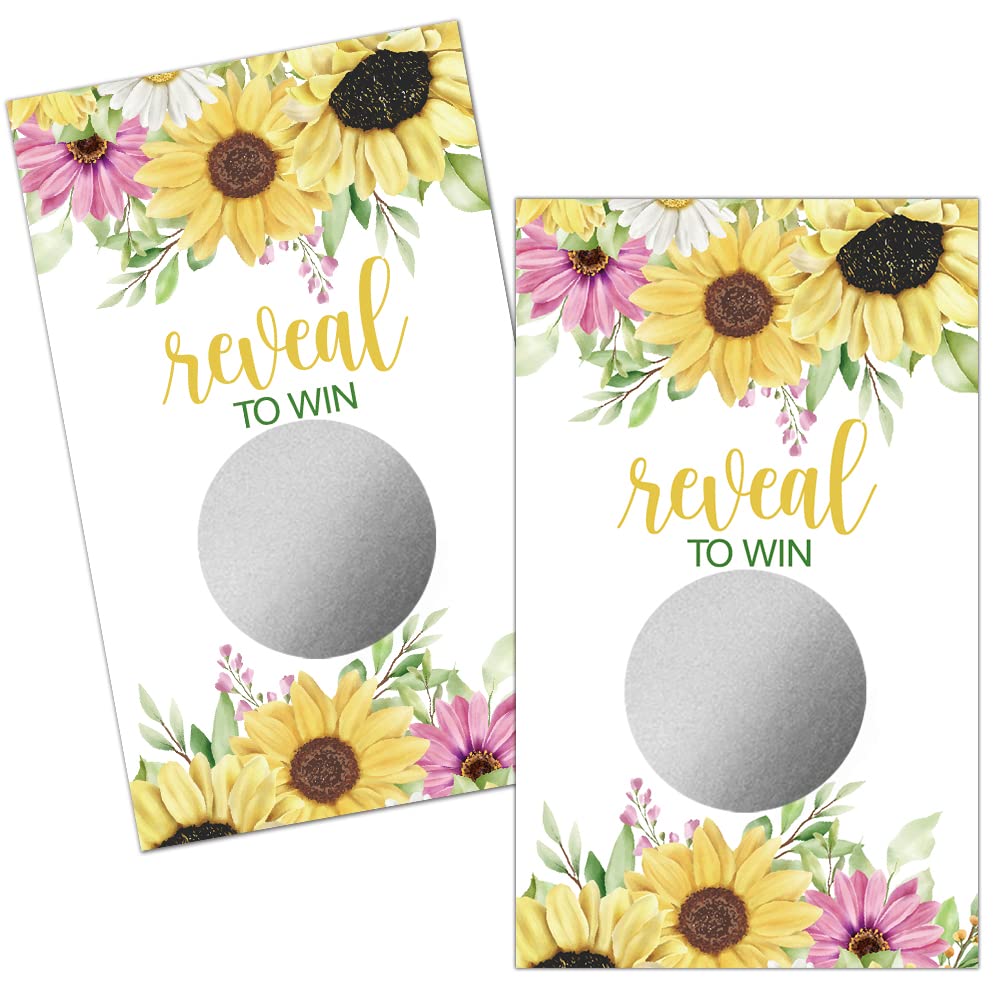 Haizct 50 Pack Sunflower Bridal Shower Scratch Off Game Cards for Country Wedding, Bridal Shower, Bridal Lottery Tickets, Wedding Shower Ideas, Baby