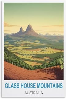 Glass House Mountains Australia Vintage Travel Posters 12x18inch(30x45cm) Canvas Art Poster And Wall Art Picture Print Bedroom Decor