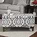 HomePop Large Upholstered Rectangular Storage Ottoman Bench with Hinged Lid, Slate Damask