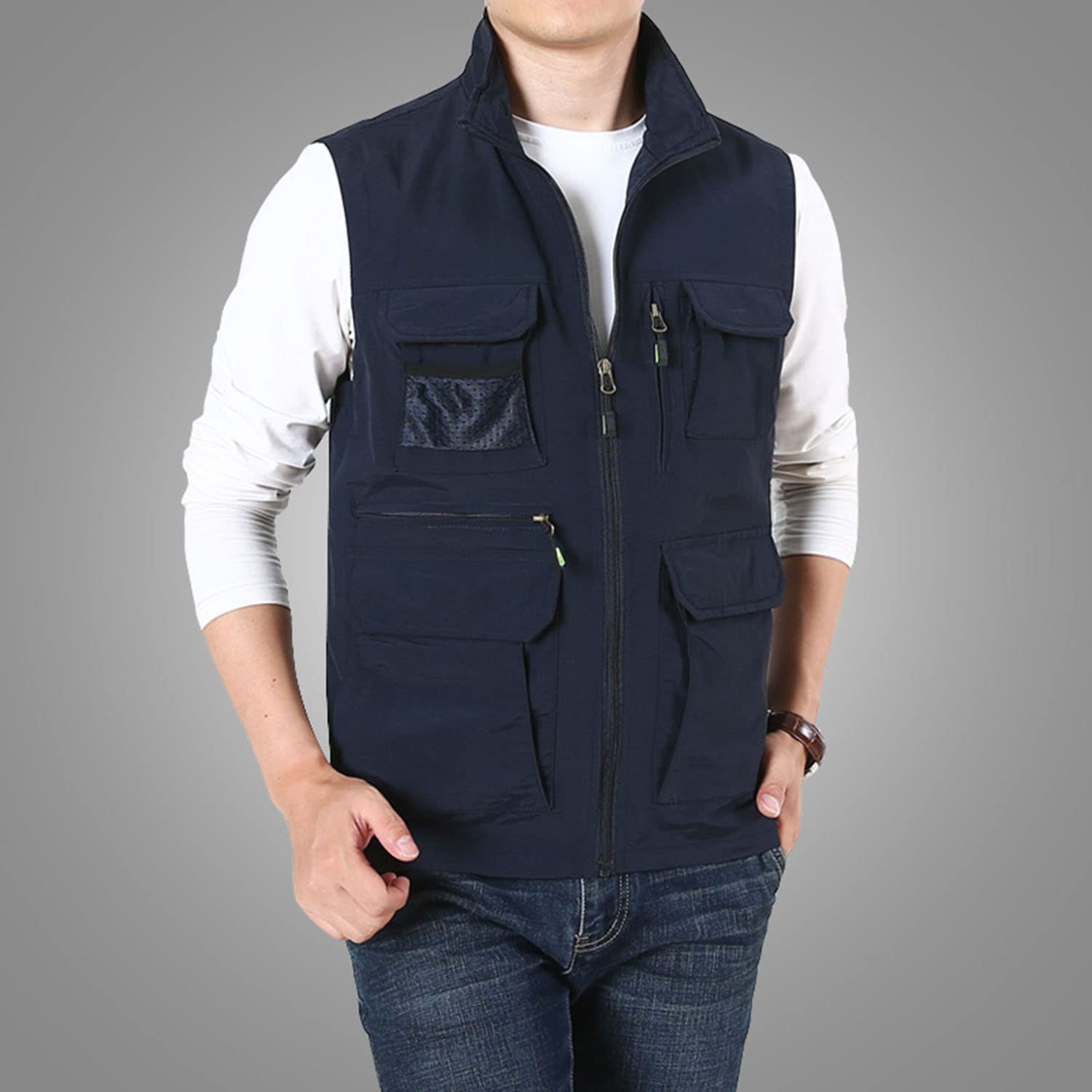 Chaleco De Hombre Chaleco Exteriores Multibolsillos Chaleco De Pesca Sin Mangas Chaqueta Casual Transpirable Senderismo Viaje Chaleco Multifuncional Fotografía