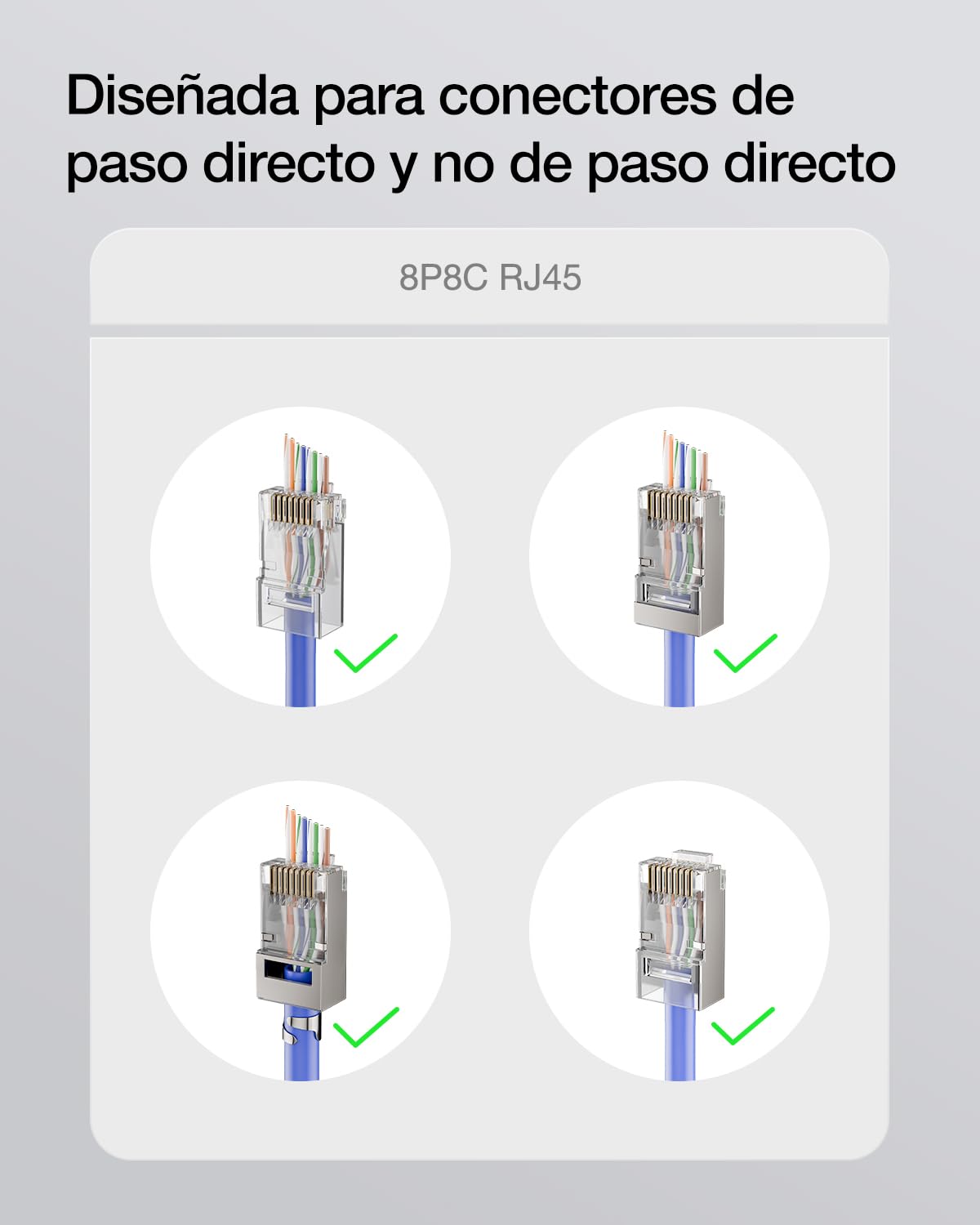 VCE Crimpadora RJ45 Cat7/Cat6A/Cat6/Cat5E GJ670BL Herramienta de Crimpado Universal Corte y Desforre