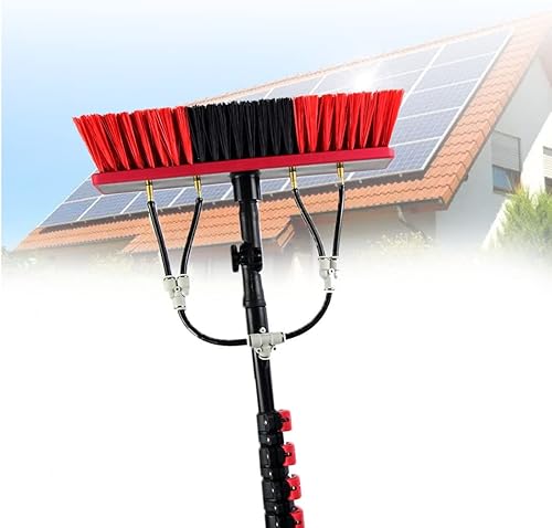 YIHEMEI Kit de poste alimentado por agua, cepillo telescópico alimentado por agua de 11.8ft-35.4ft, cabezal de cepillo de 13.8in, para limpiar